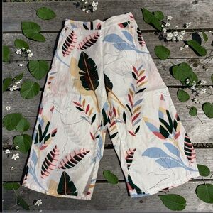 Cynthia Rowley Wide Leg Tropical Print Linen Cabana Pants   size Large  LIKE NEW